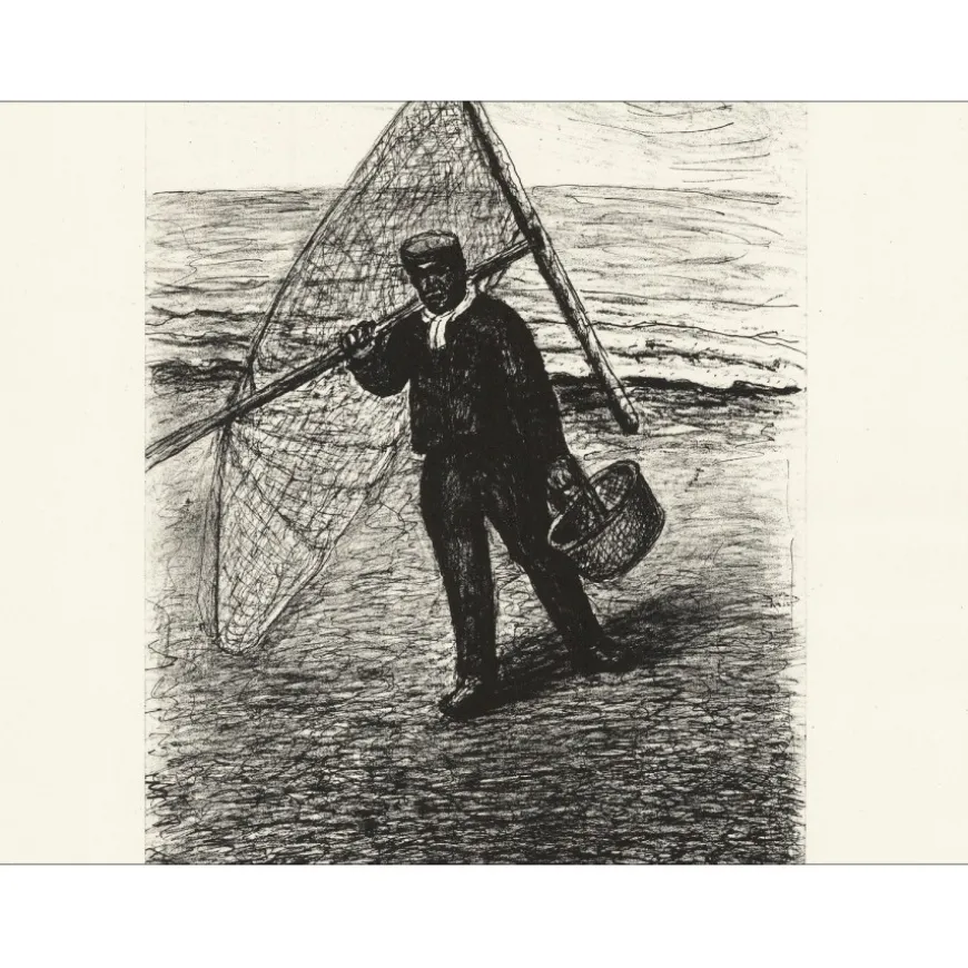 TOPOR Abram - Lithographie originale "Pêcheur" 43x33cm