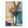 TORRES - Lithographie originale "Bouquet de fleur au vase blanc" 65x50cm