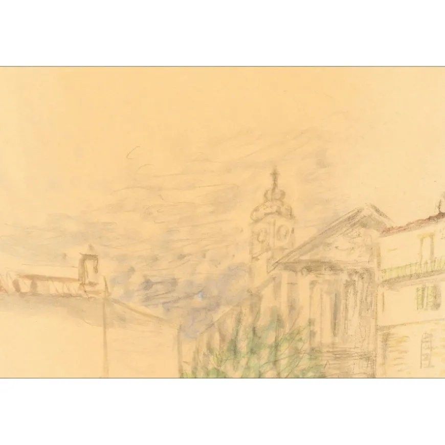TOUCHAGUES Louis - Dessin original "Gondole à Venise" 54x26cm