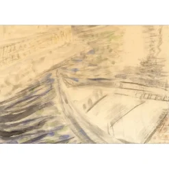 TOUCHAGUES Louis - Dessin original "Gondole à Venise" 54x26cm