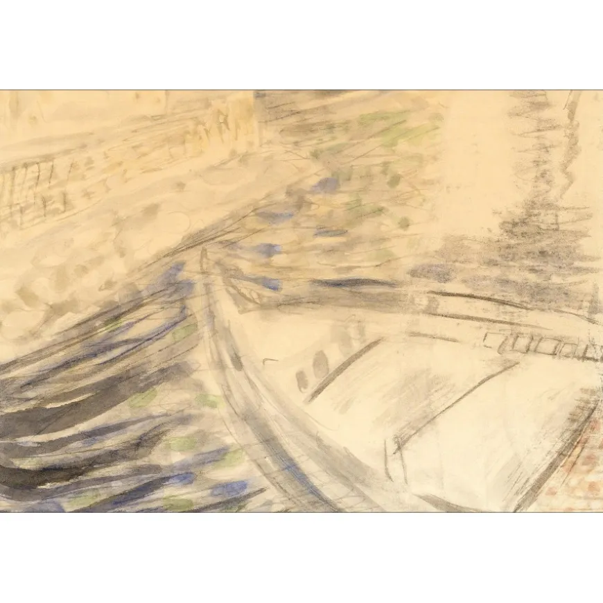 TOUCHAGUES Louis - Dessin original "Gondole à Venise" 54x26cm