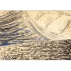 TOUCHAGUES Louis - Dessin original "Gondole à Venise" 54x26cm