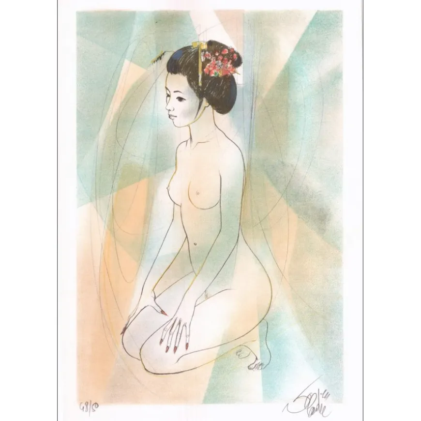 VALADIÉ Jean-Baptiste - Lithographie originale "Ève asiatique" 55x39cm