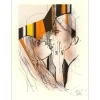 VALADIÉ Jean-Baptiste - Lithographie originale rehaussée "Impatience Rehaussée 1" 30x22cm