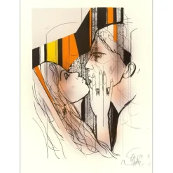 VALADIÉ Jean-Baptiste - Lithographie originale rehaussée "Impatience Rehaussée 1" 30x22cm