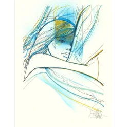 VALADIÉ Jean-Baptiste - Lithographie originale rehaussée "Impatience Rehaussée 3" 30x22cm