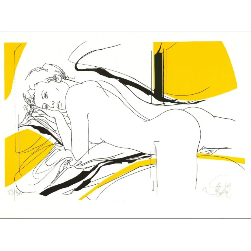 VALADIÉ Jean-Baptiste - Lithographie originale "Femme allongée" 32x45cm