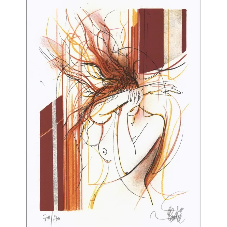 VALADIÉ Jean-Baptiste - Lithographie originale "Impatience V" 30x22cm