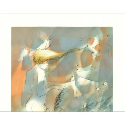 VALADIÉ Jean-Baptiste - Lithographie originale "Dans l'eau de la claire fontaine" - 74x52cm - 1976