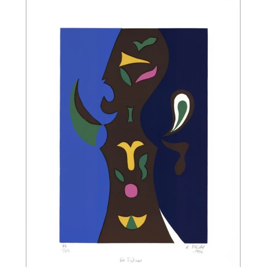 VERDET André - Lithographie originale "La Prêtresse" 66x50cm