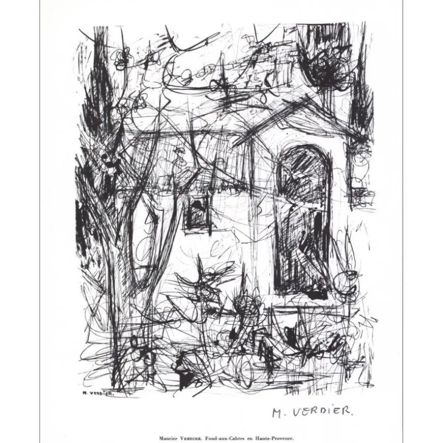 VERDIER Maurice - Lithographie signée au crayon "Fond aux cabres en Provence" 27x21cm - 1961