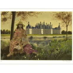 VERNET-BONFORT Robert - Lithographie originale "Château de Chambord" 54x75cm - Ex 1/250