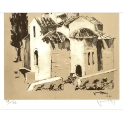VIKO Victor - Lithographie "L'église" 32x25cm - 1970