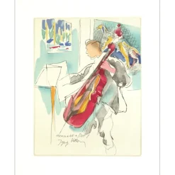 VILLON Jacques - Lithographie "Le violoncelliste" 30x24cm - 1965