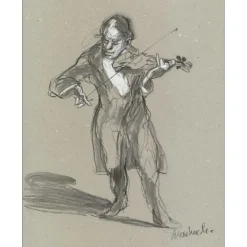 WEISBUCH Claude - Dessin original "Le Violoniste" 33x26cm