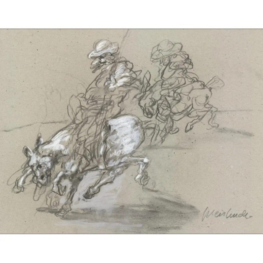 WEISBUCH Claude - Dessin original "Les visions de Don Quichotte" 30x39cm - 2014