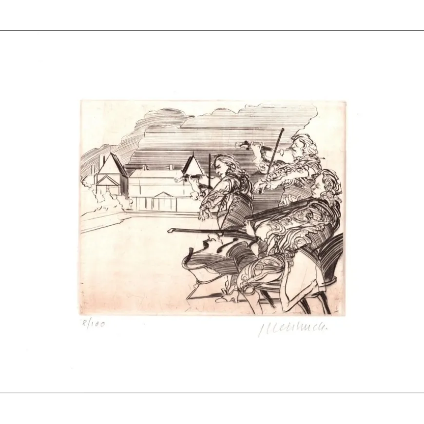 WEISBUCH Claude - Gravure originale "Le Concert à Rueil-Malmaison" 38x58cm