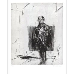 WEISBUCH Claude - Gravure originale "Portrait debout dans l'atelier" 76x56cm - 1972