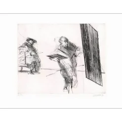 WEISBUCH Claude - Gravure originale "Le portrait terminé" 57x76cm - 1973
