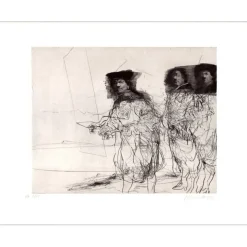 WEISBUCH Claude - Gravure originale "La compagnie bourgeoise" 57x76cm - 1973
