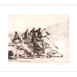 WEISBUCH Claude - Gravure originale "Commedia dell'arte" 58x76cm