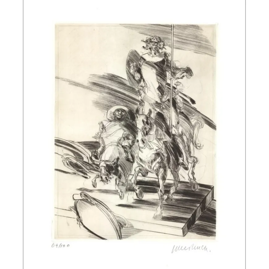 WEISBUCH Claude - Gravure originale "Sancho et Don Quichotte" 66x50cm