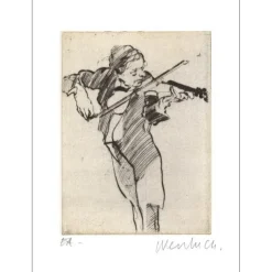 WEISBUCH Claude - Gravure originale "Le violoniste" 38x29cm - 1990