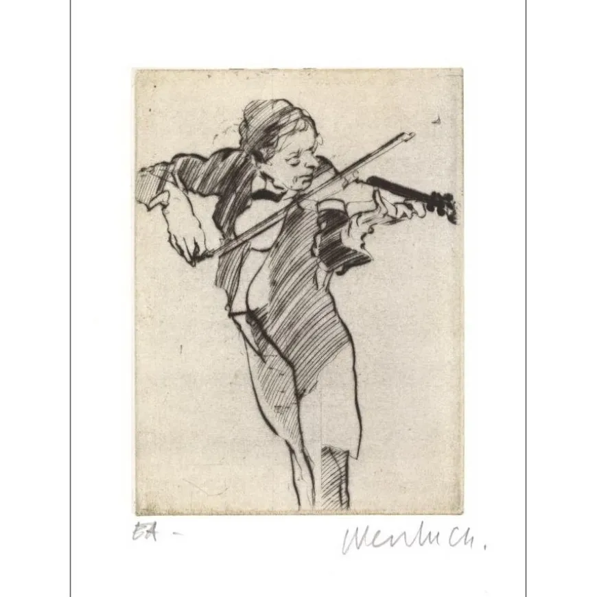 WEISBUCH Claude - Gravure originale "Le violoniste" 38x29cm - 1990