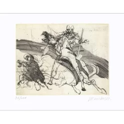 WEISBUCH Claude - Gravure originale "Don Quichotte de la Manche II" 28x38cm