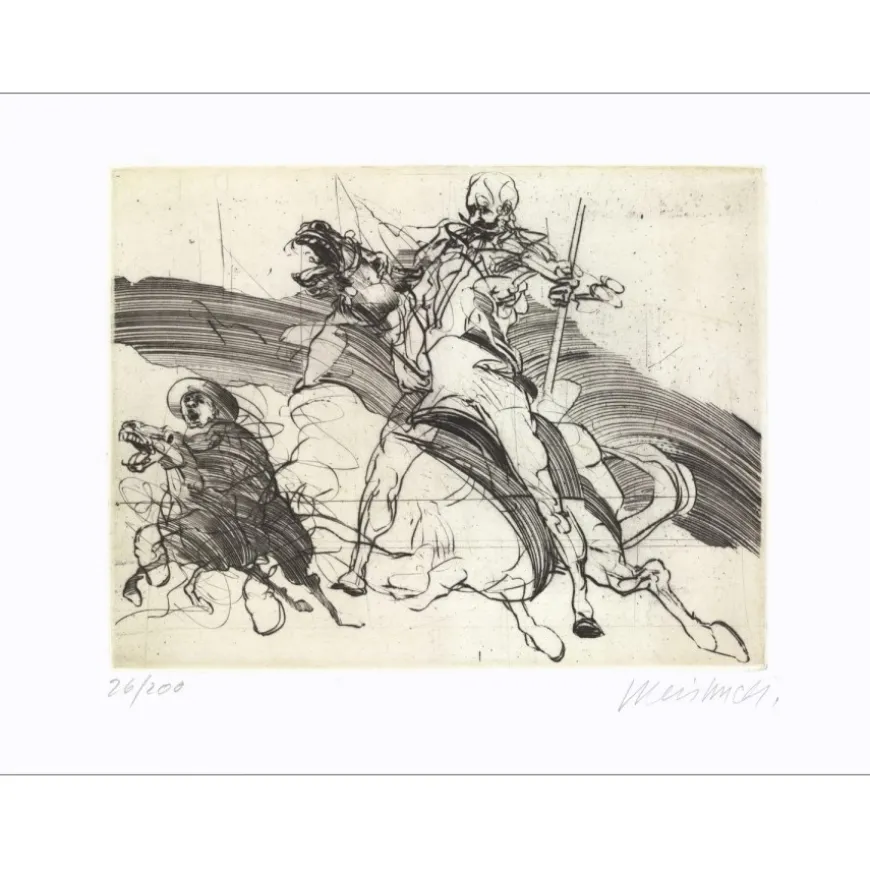 WEISBUCH Claude - Gravure originale "Don Quichotte de la Manche II" 28x38cm