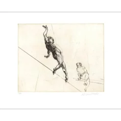 WEISBUCH Claude - Gravure originale "Le funambule" 57x76cm - 1990