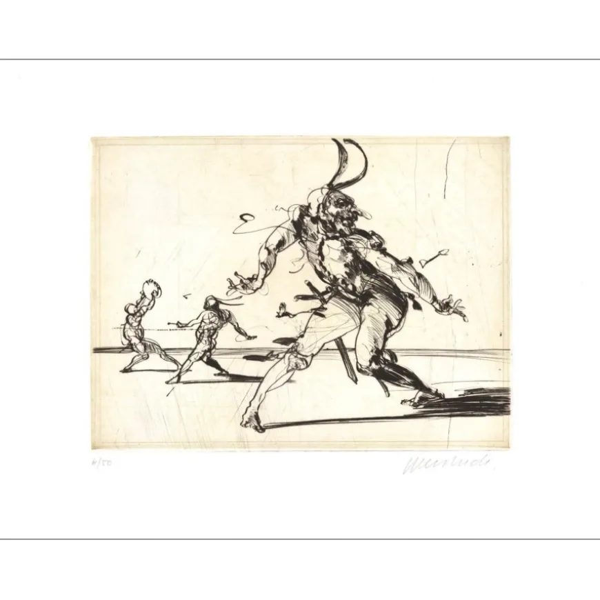 WEISBUCH Claude - Gravure originale "Hommage à Callot, Balli Gesticulant" 50x66cm