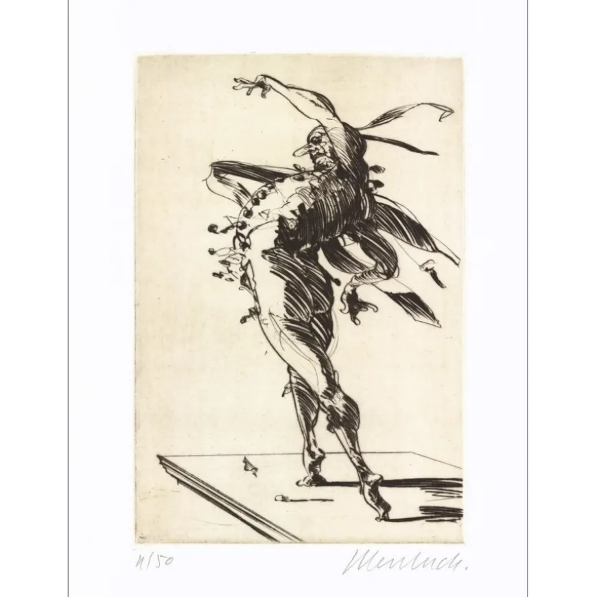 WEISBUCH Claude - Gravure originale "Hommage à Callot, Pantalone" 66x50cm