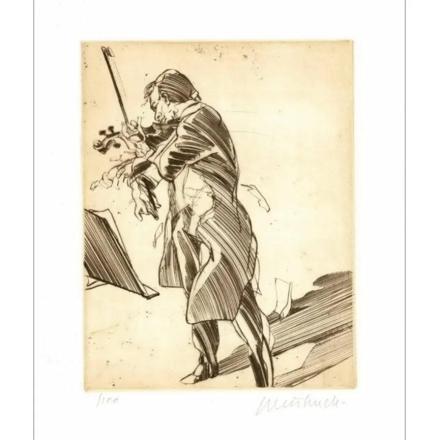 WEISBUCH Claude - Gravure originale " La Partition Déchirée " 57x38cm