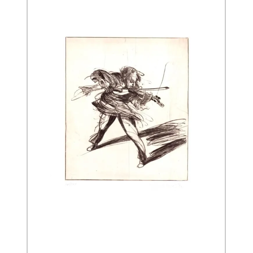 WEISBUCH Claude - Gravure originale "Agitato Furioso" 66x50cm