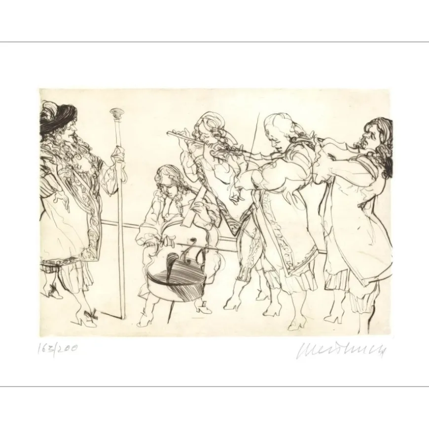 WEISBUCH Claude - Gravure originale "Opéra, Monsieur de Pourceaugnac" 28x38cm