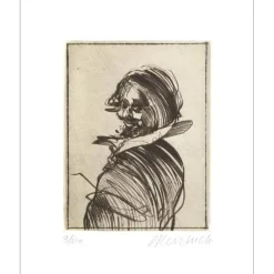 WEISBUCH Claude - Gravure originale "Portrait dans l'ombre" 38x28cm