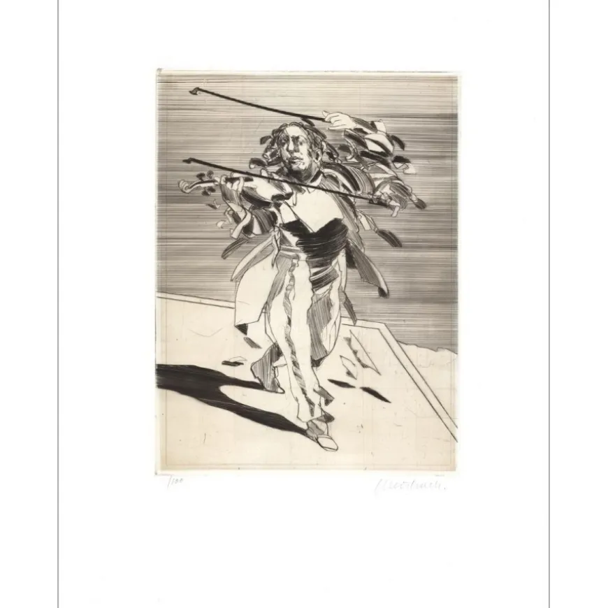 WEISBUCH Claude - Gravure originale "Le Violoniste, Staccato" 66x50cm