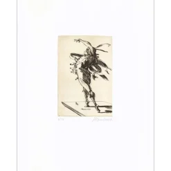 WEISBUCH Claude - Gravure originale "Hommage à Callot, Pantalone" 66x50cm