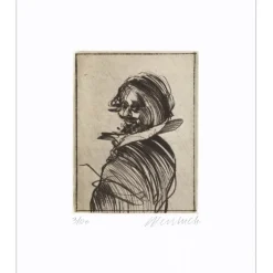 WEISBUCH Claude - Gravure originale "Portrait dans l'ombre" 38x28cm
