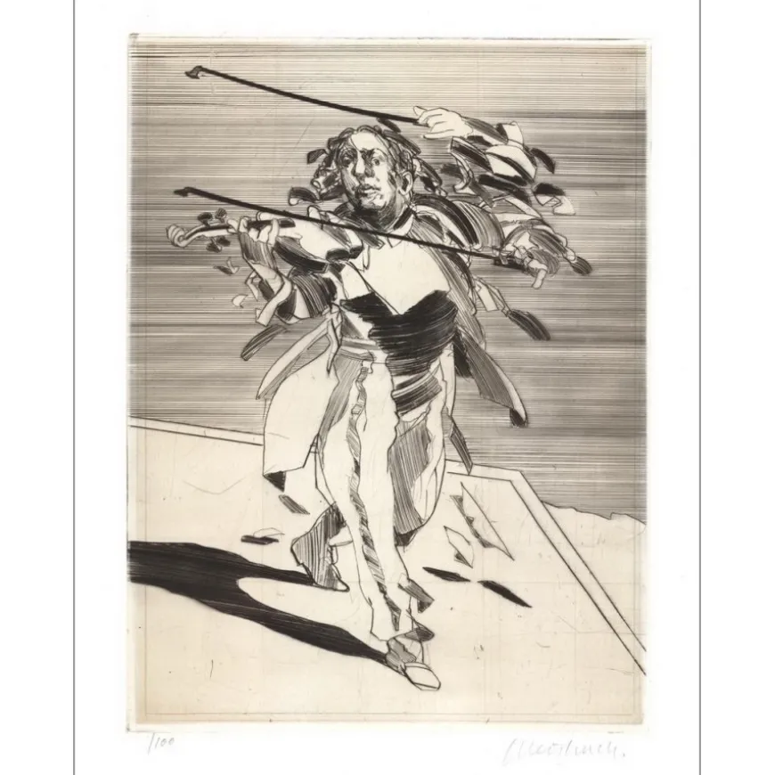 WEISBUCH Claude - Gravure originale "Le Violoniste, Staccato" 66x50cm