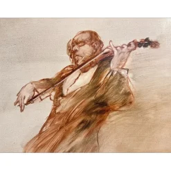 WEISBUCH Claude - Huile sur Toile "Le Violoniste" 46x38cm (8F)