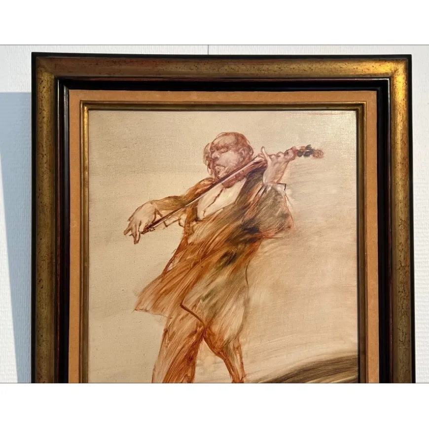 WEISBUCH Claude - Huile sur Toile "Le Violoniste" 46x38cm (8F)