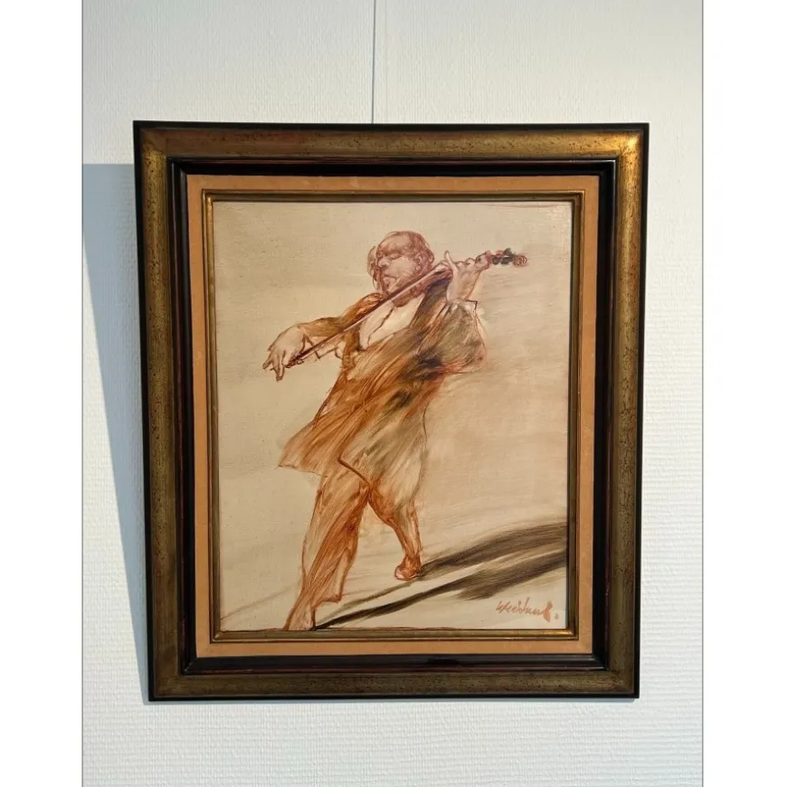 WEISBUCH Claude - Huile sur Toile "Le Violoniste" 46x38cm (8F)