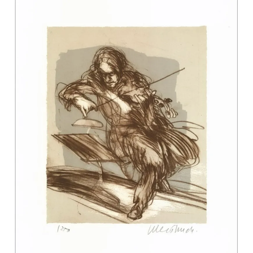 WEISBUCH Claude - Lithographie originale " Le Violoniste " 33x28cm