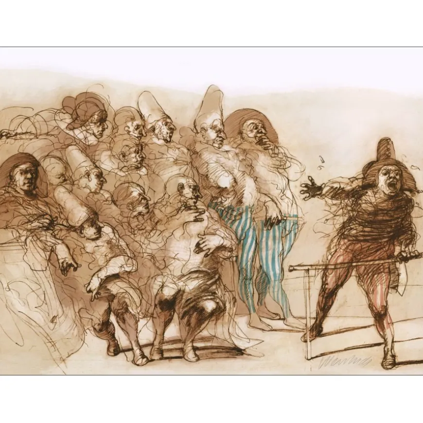 WEISBUCH Claude - Lithographie originale "Eloge du discours" 56x76cm