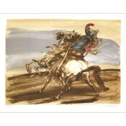 WEISBUCH Claude - Lithographie originale "Le cavalier" 54x75cm