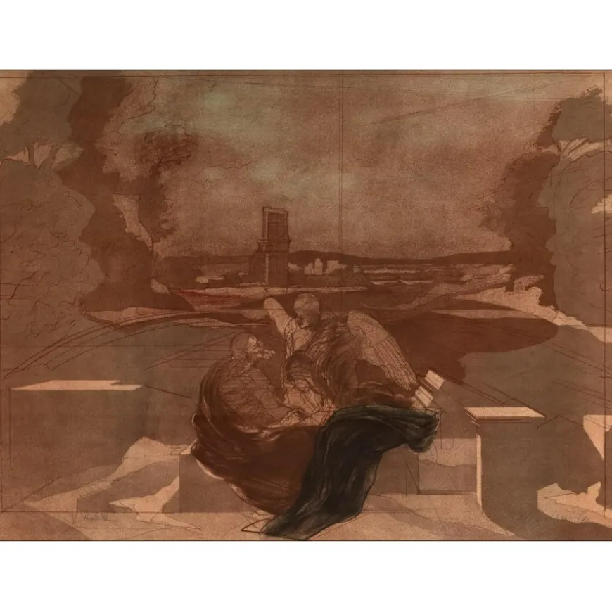 WEISBUCH Claude - Lithographie originale "Hommage à Nicolas Poussin" 54x76cm - 1976