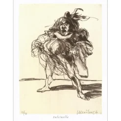 WEISBUCH Claude - Lithographie originale "Comédia Dell'Arte, Pulcinella" 38x28cm - 2006
