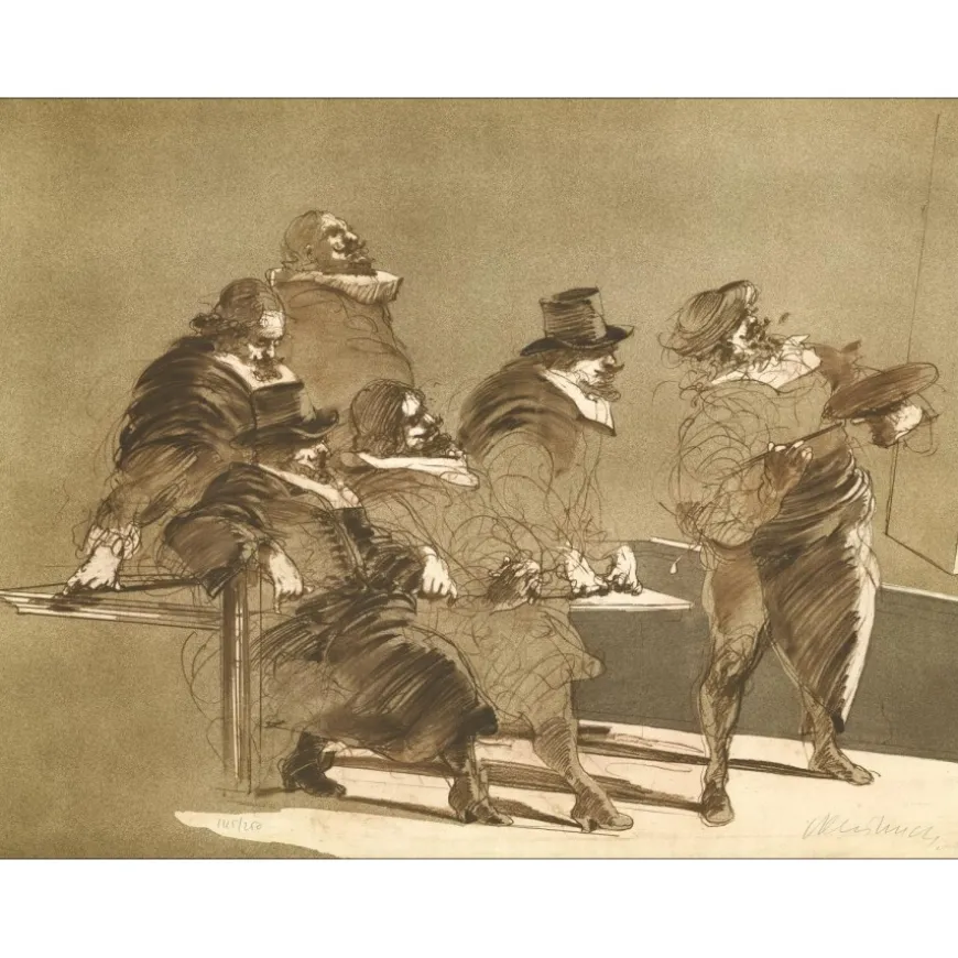 WEISBUCH Claude - Lithographie originale "L'atelier d'Amsterdam" 56x76cm - Circa 1975